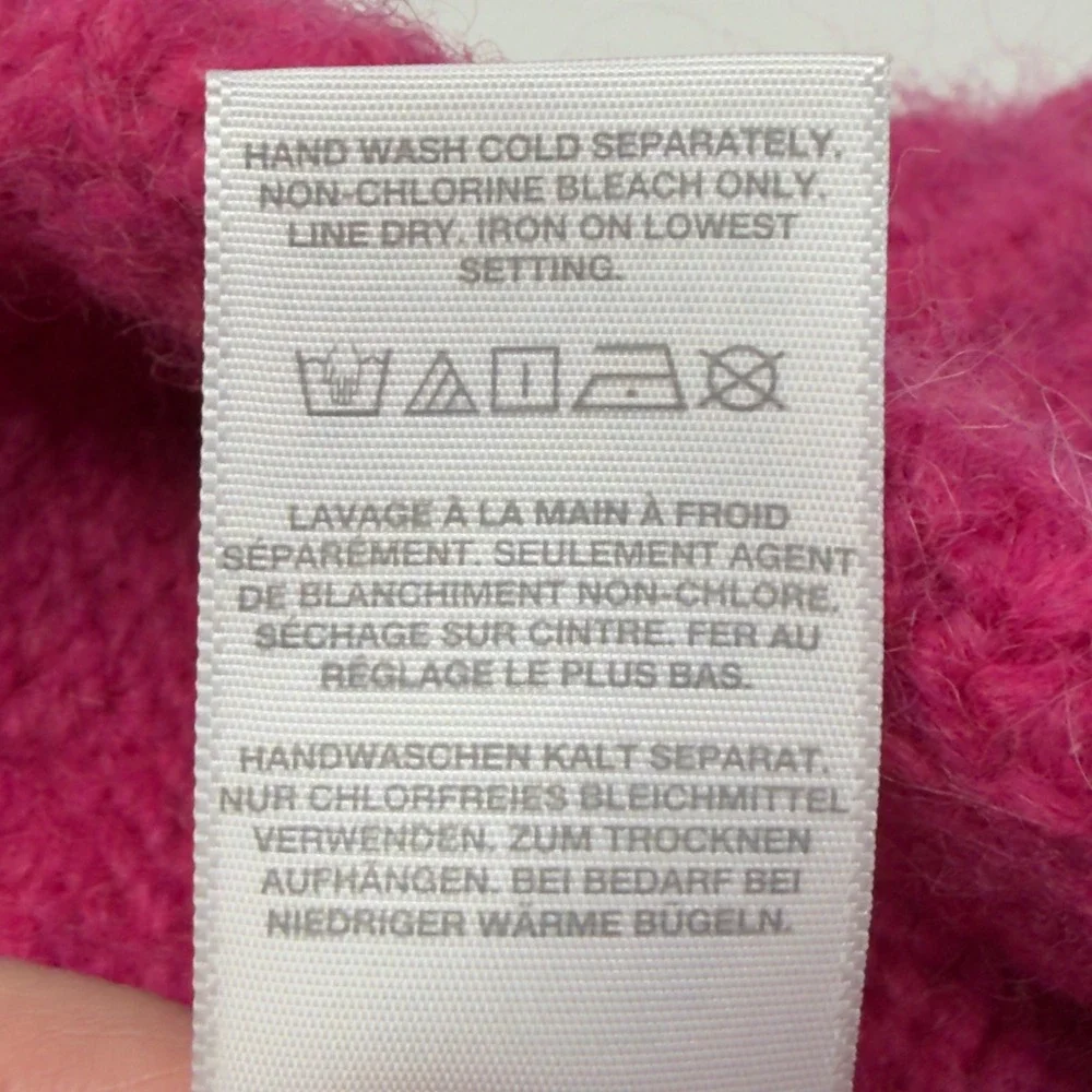 Madewell Magenta‎ Pink Alpaca Wool Blend Ribbed Cuff Beanie Hat NI566